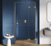 NEW TRENDY Drzwi wnękowe AVEXA GOLD BRUSHED 1D L 120x200 szkło czyste 6mm Active Shield 2.0 złoto szczotkowane EXK-1722
